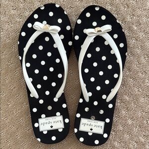 Kate Spade Black and White Polka Dot Flip Flops